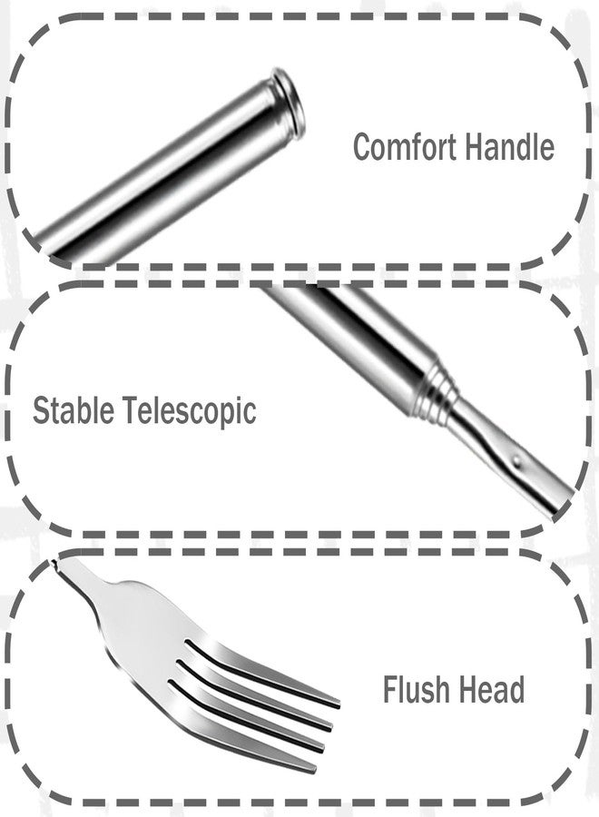 Aeaocvo 2Pcs Extendable Forks 8.7 to 25.6 Inch Adjustable Telescopic Fork, Stainless Steel Long Fork Retractable Dinner Fork for Fruit Dessert BBQ - Image 3